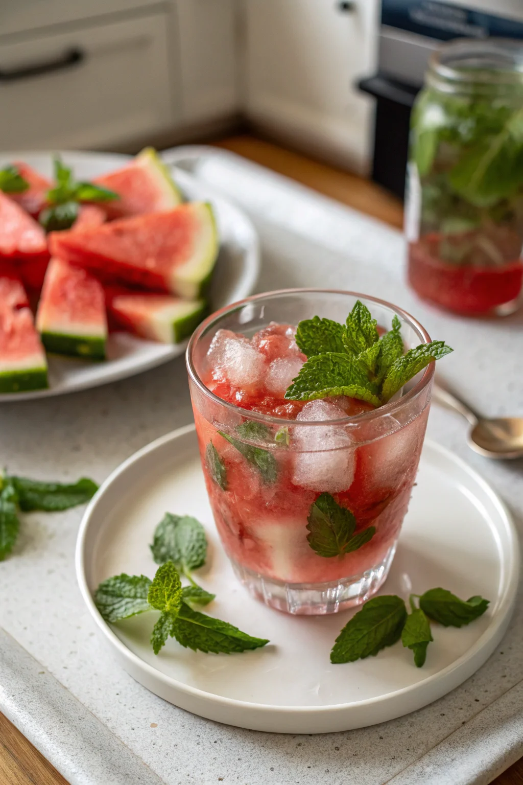 A delicious plate of Refreshing Sweet Watermelon Mint Summer Mocktail