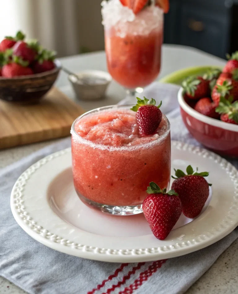 A delicious plate of Frozen Strawberry Margarita Recipe
