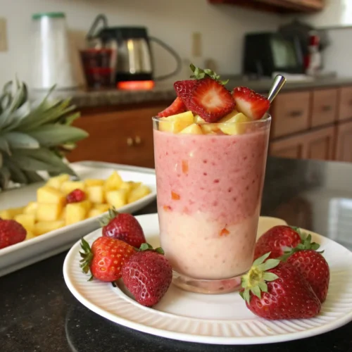 A delicious plate of Refreshing Virgin Strawberry Pina Colada Recipe