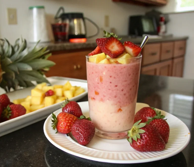 A delicious plate of Refreshing Virgin Strawberry Pina Colada Recipe