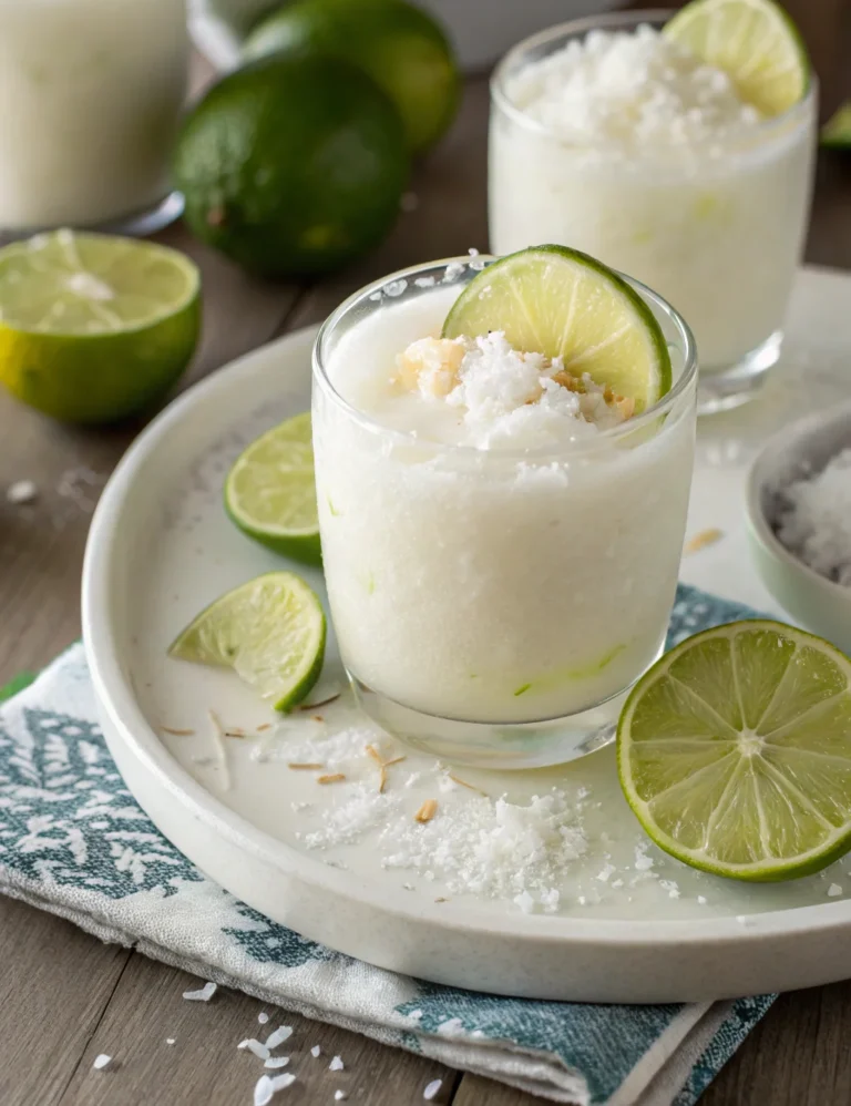 A delicious plate of Easy Frozen Limonada de Coco Colombian Lime and Coconut Drink Recipe