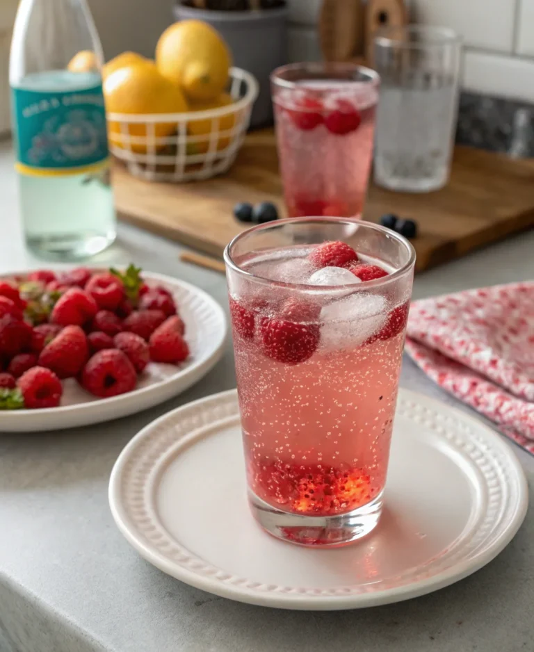 A delicious plate of Homemade Sparkling Raspberry Lemonade