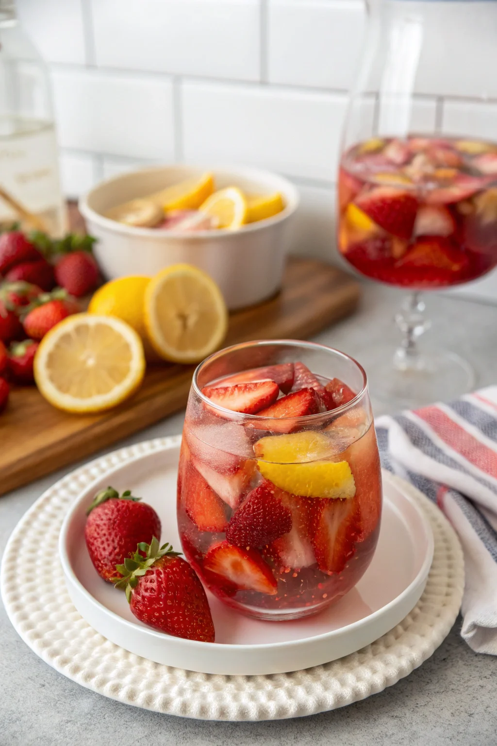 A delicious plate of Strawberry Lemonade Sangria