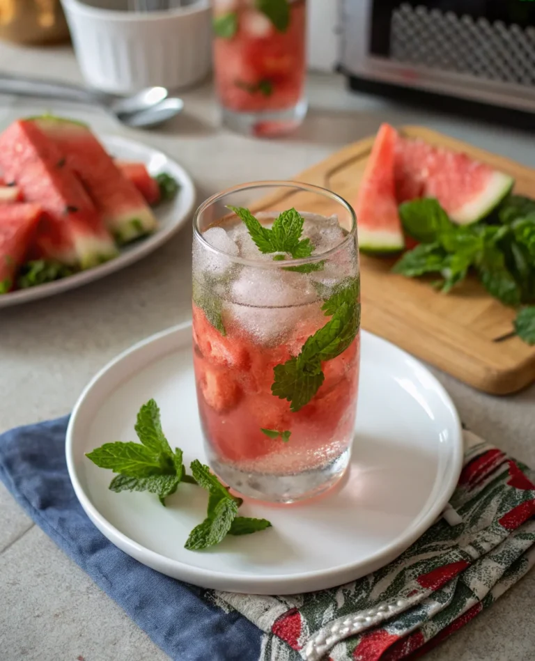 A delicious plate of Refreshing Sweet Watermelon Mint Summer Mocktail