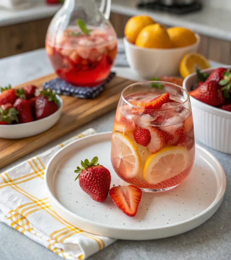 A delicious plate of Strawberry Lemonade Sangria