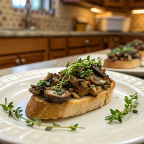 A delicious plate of Mushroom Thyme Crostini