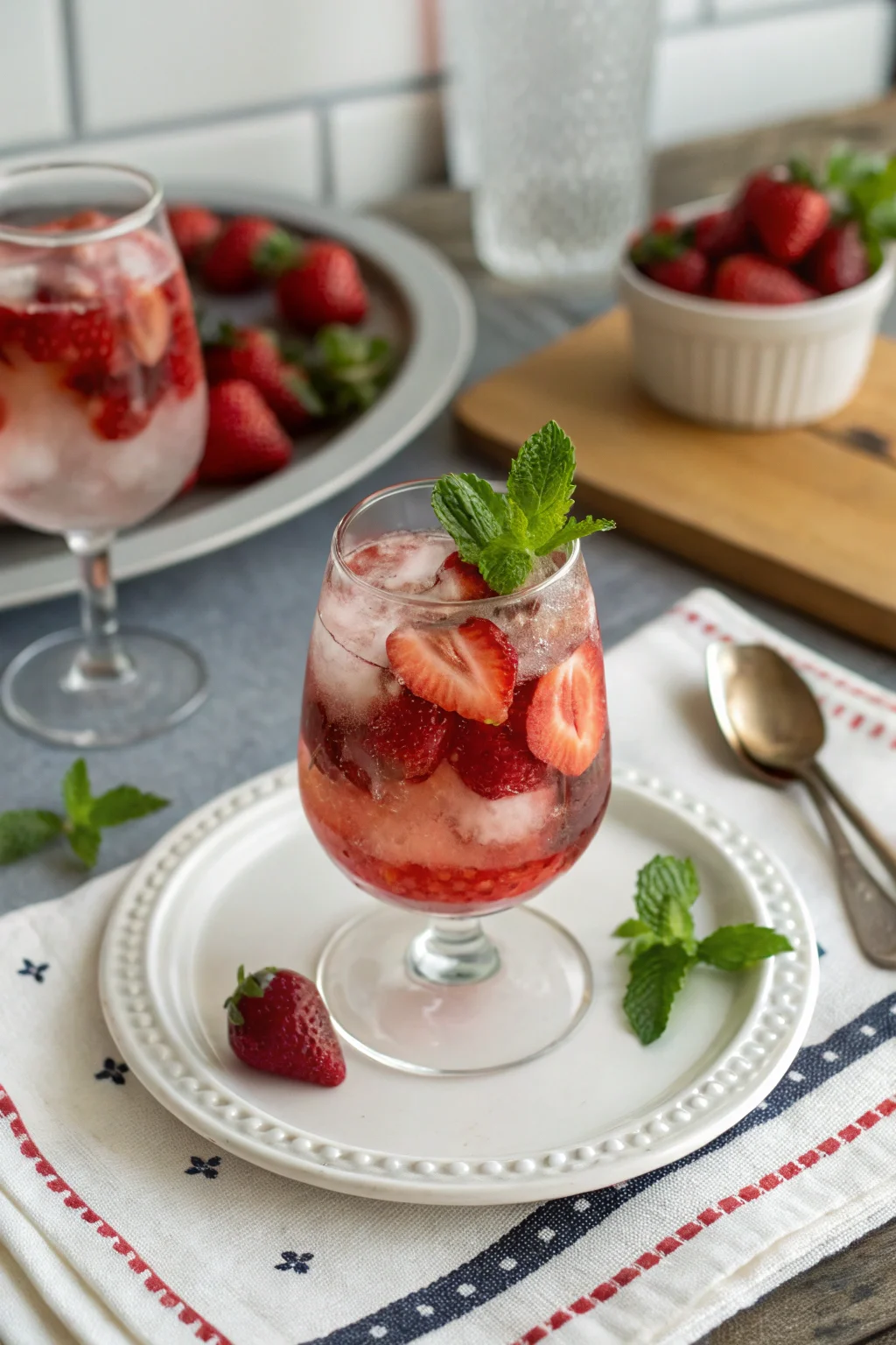 A delicious plate of Springtime Strawberry Sipper Mocktail