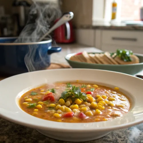 A delicious plate of Mexican Street Corn Soup