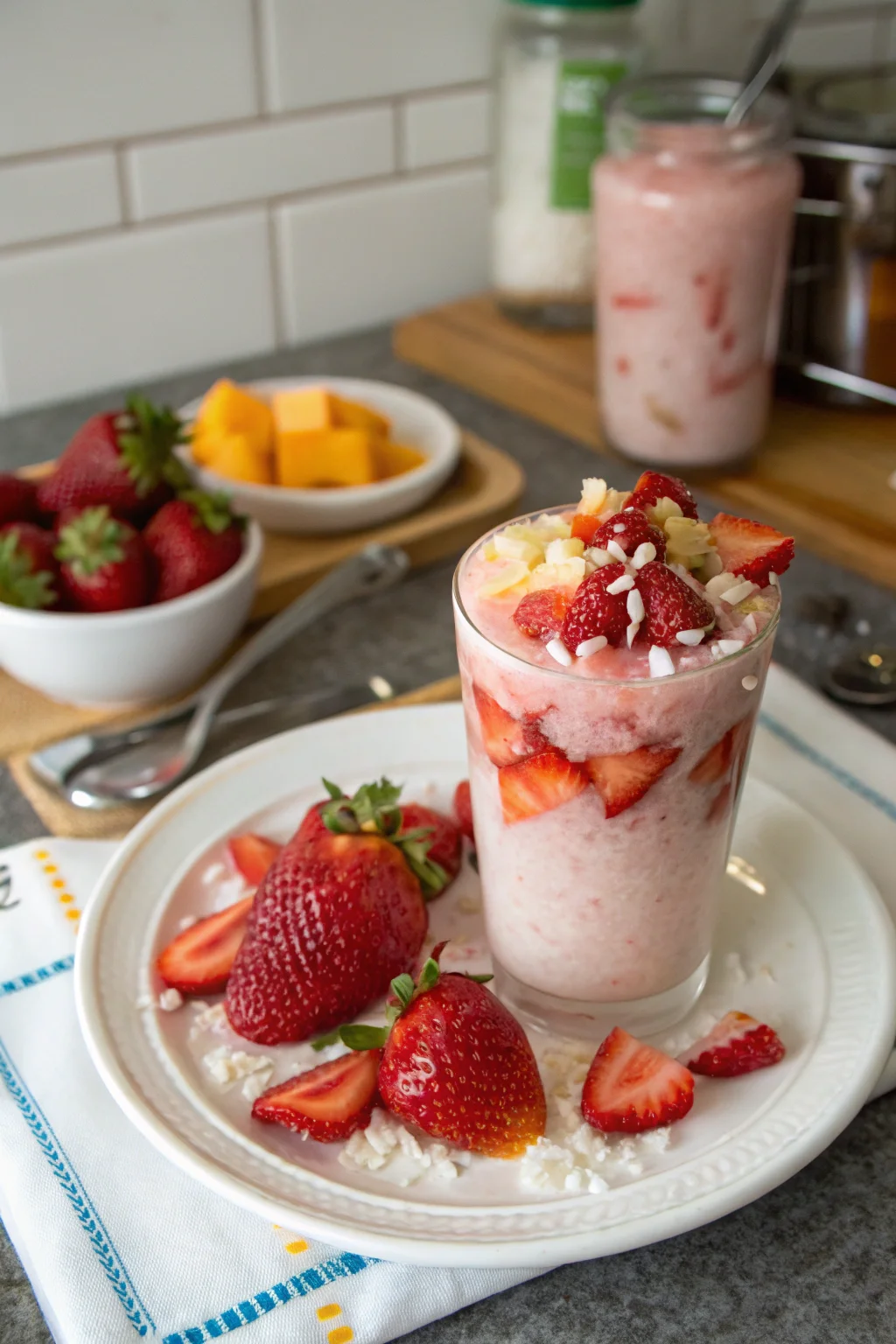 A delicious plate of Refreshing Virgin Strawberry Pina Colada Recipe