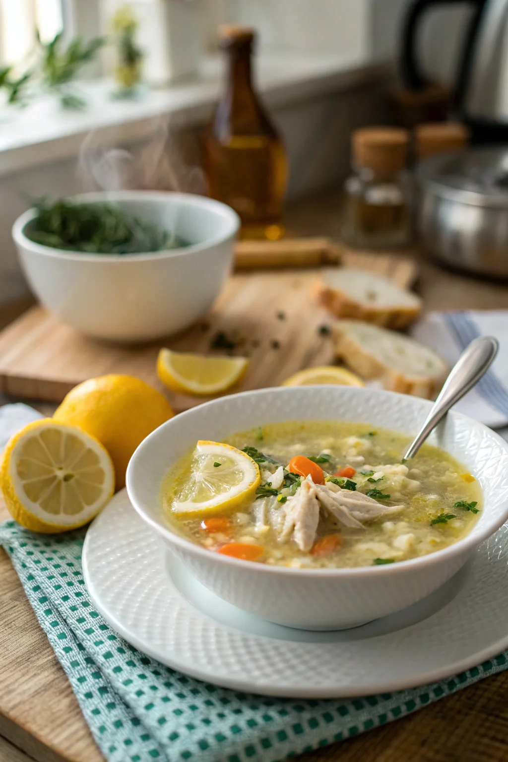 A delicious plate of Greek Lemon Chicken Soup