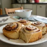 A delicious plate of Gooey Homemade Cinnamon Rolls