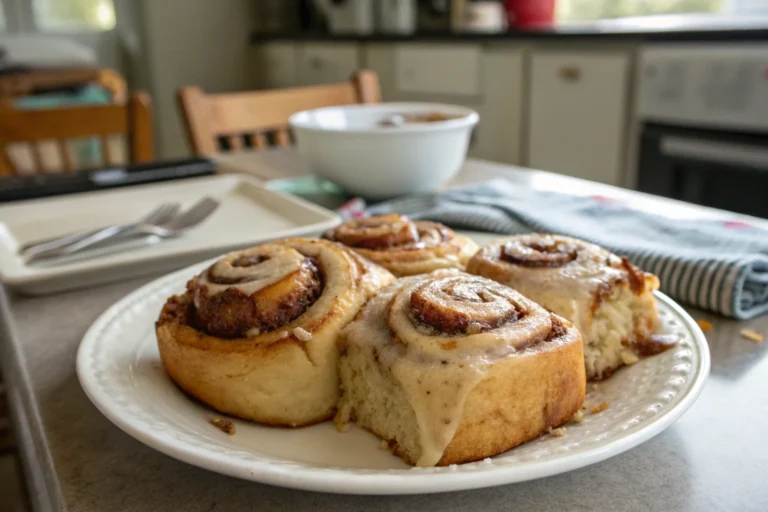 A delicious plate of Gooey Homemade Cinnamon Rolls