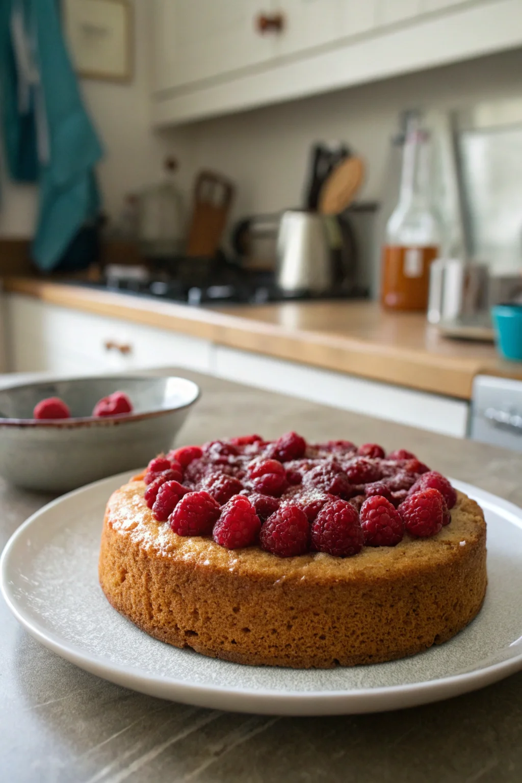 A delicious plate of Raspberry Olive Oil Cake