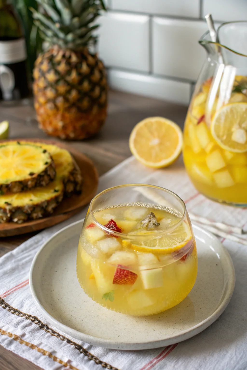 A delicious plate of Tropical Pineapple Lemonade Punch