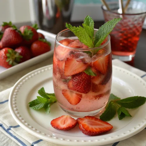 A delicious plate of Springtime Strawberry Sipper Mocktail