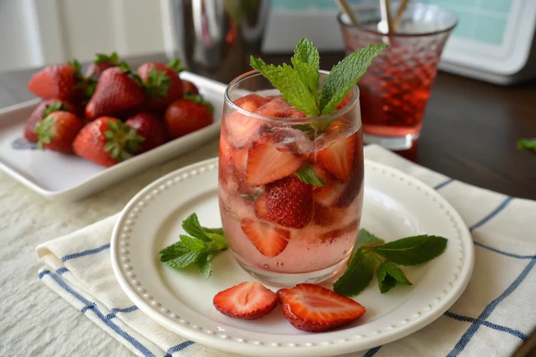 A delicious plate of Springtime Strawberry Sipper Mocktail