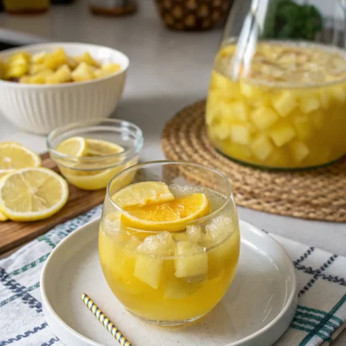 A delicious plate of Tropical Pineapple Lemonade Punch