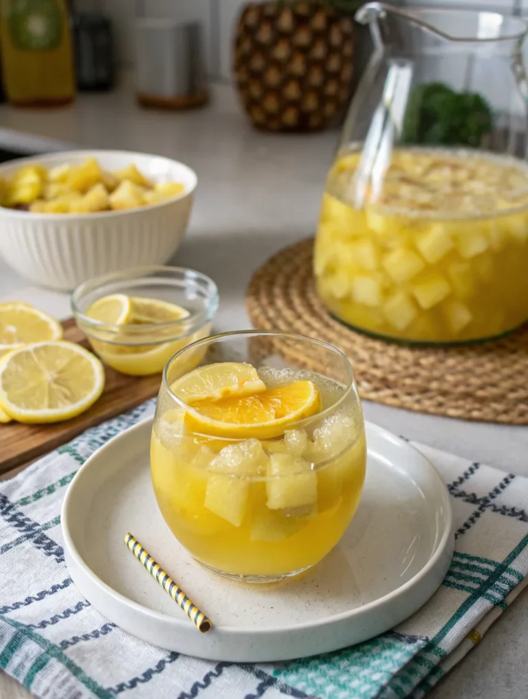 A delicious plate of Tropical Pineapple Lemonade Punch