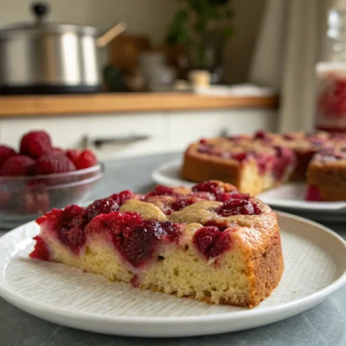 A delicious plate of Raspberry Olive Oil Cake