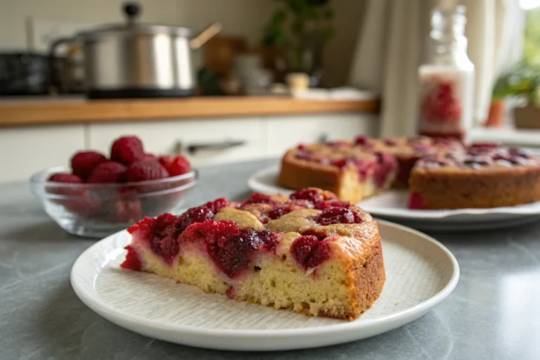 A delicious plate of Raspberry Olive Oil Cake