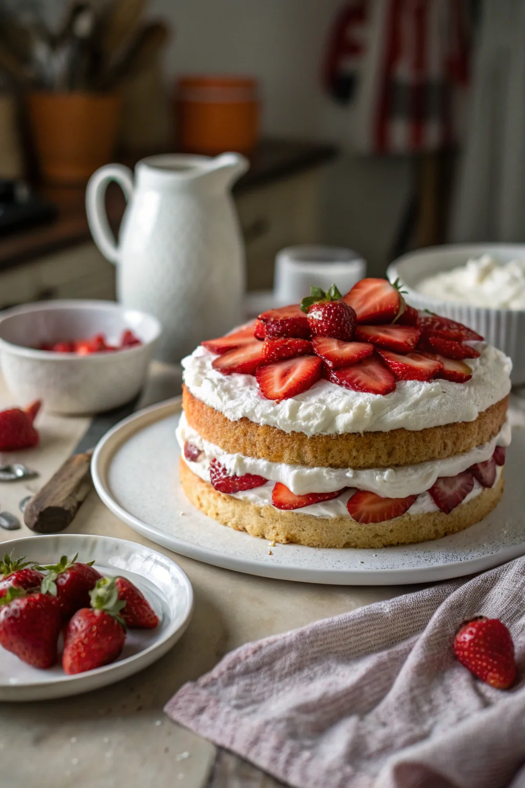 A delicious plate of Strawberry Cloud Cake 3 Ingredients