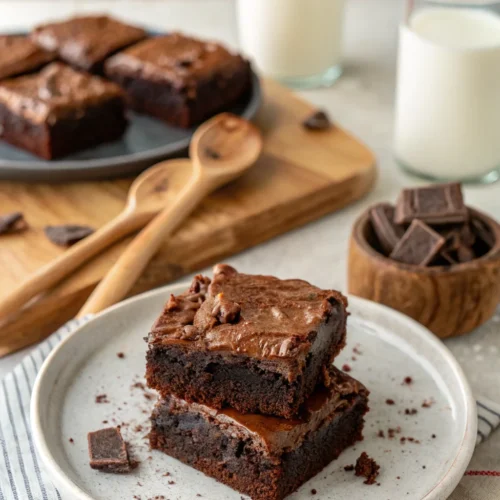 A delicious plate of Chocolate Mousse Brownies