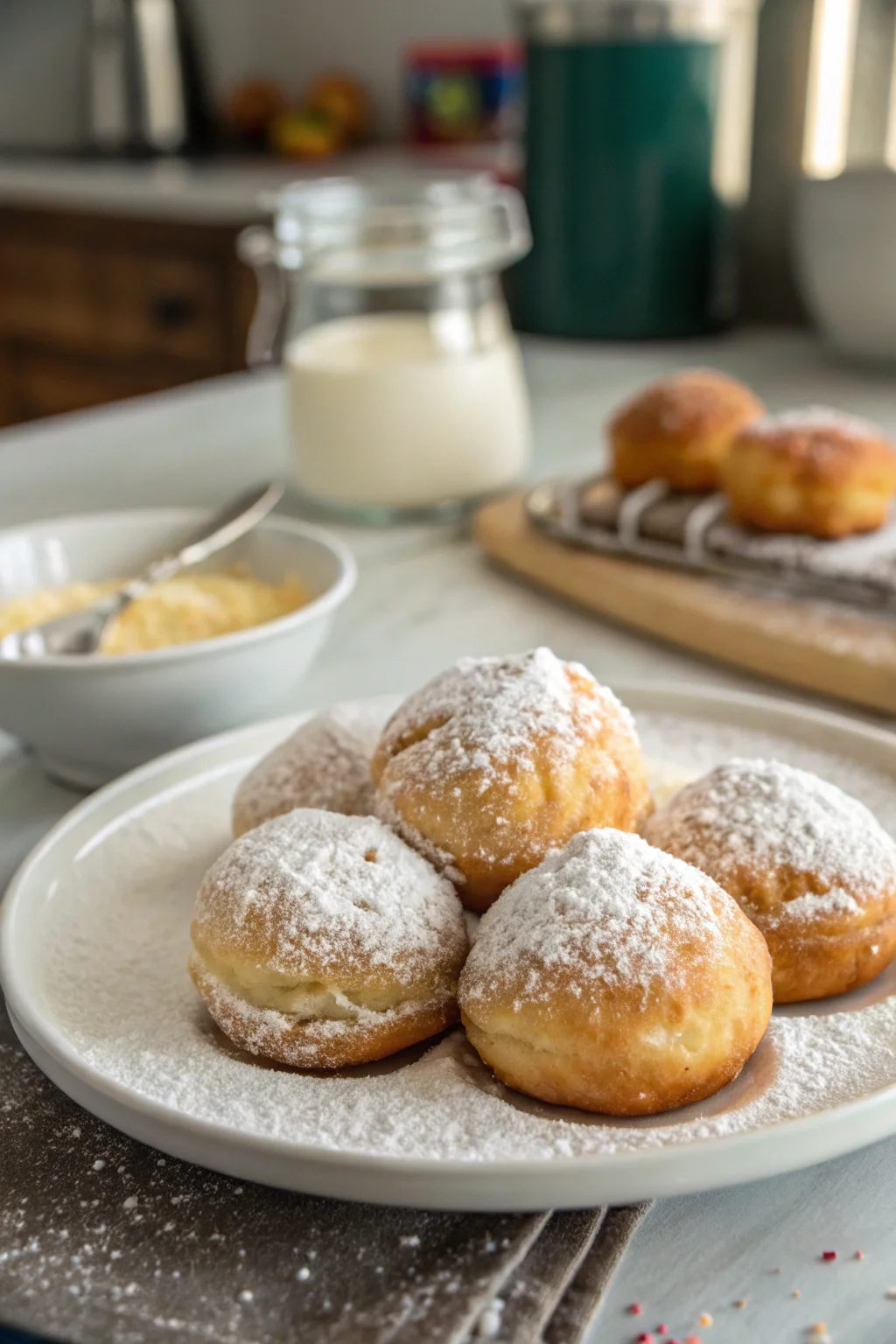 A delicious plate of Vanilla French Beignets