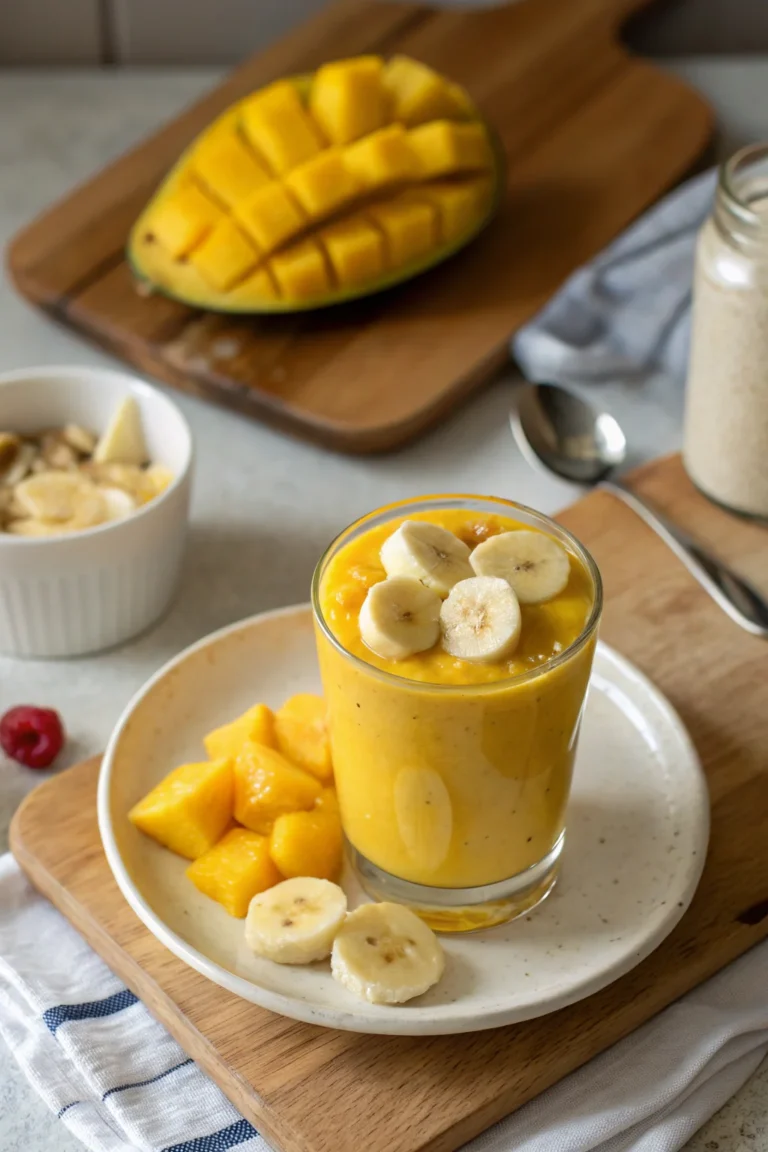 A delicious plate of Mango Banana Smoothie
