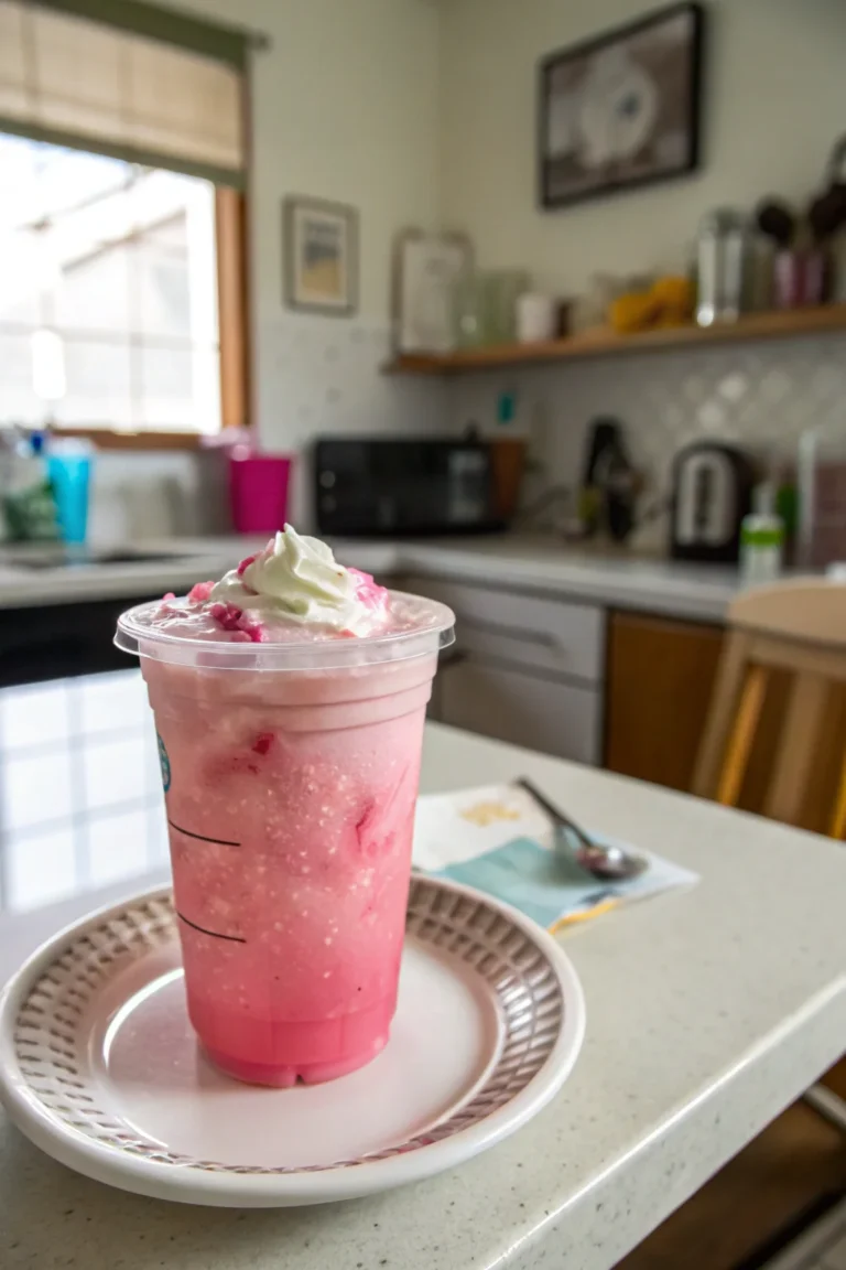 A delicious plate of Starbucks Pink Drink