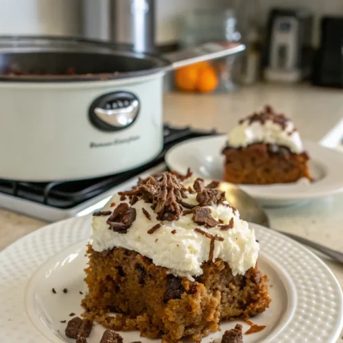 A delicious plate of Slow Cooker Better Than Sex Cake
