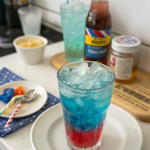 A delicious plate of Frozen Blue Lagoon Drink