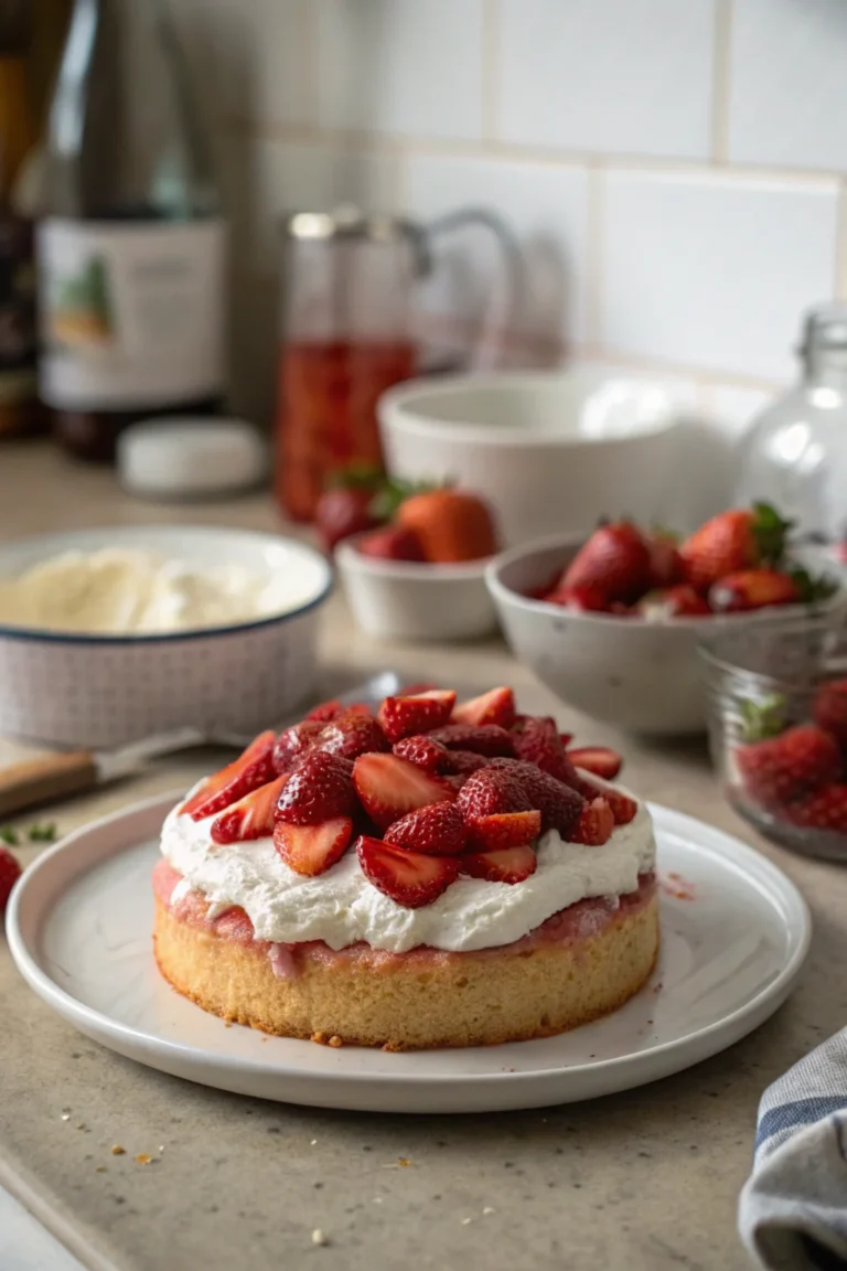 A delicious plate of Strawberry Cloud Cake 3 Ingredients