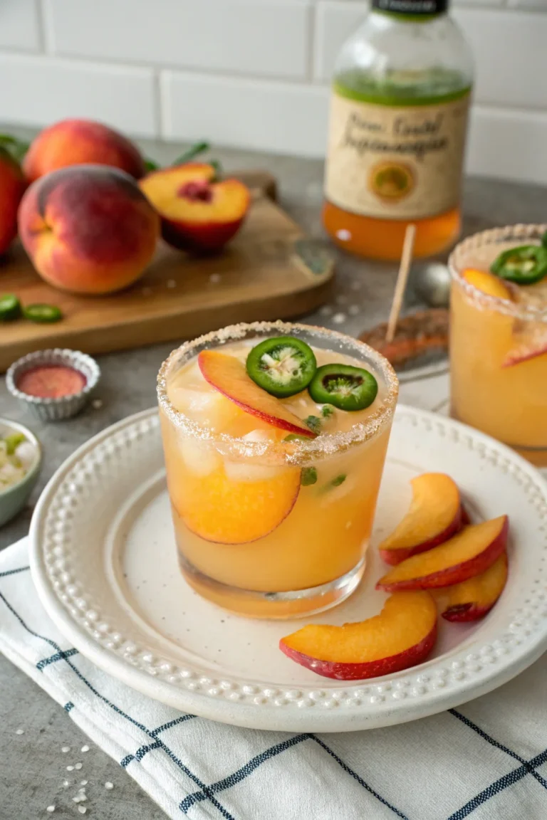 A delicious plate of Peach Jalapeño Margaritas