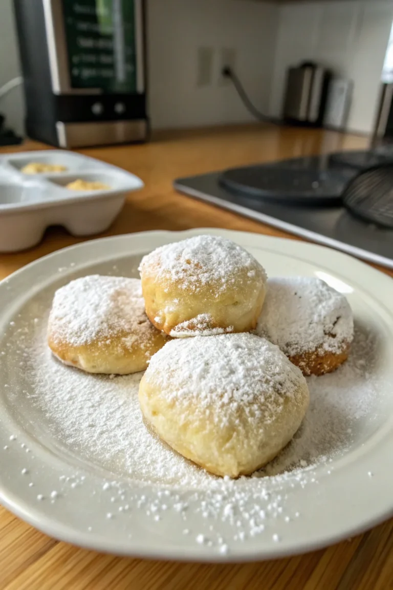 A delicious plate of Vanilla French Beignets