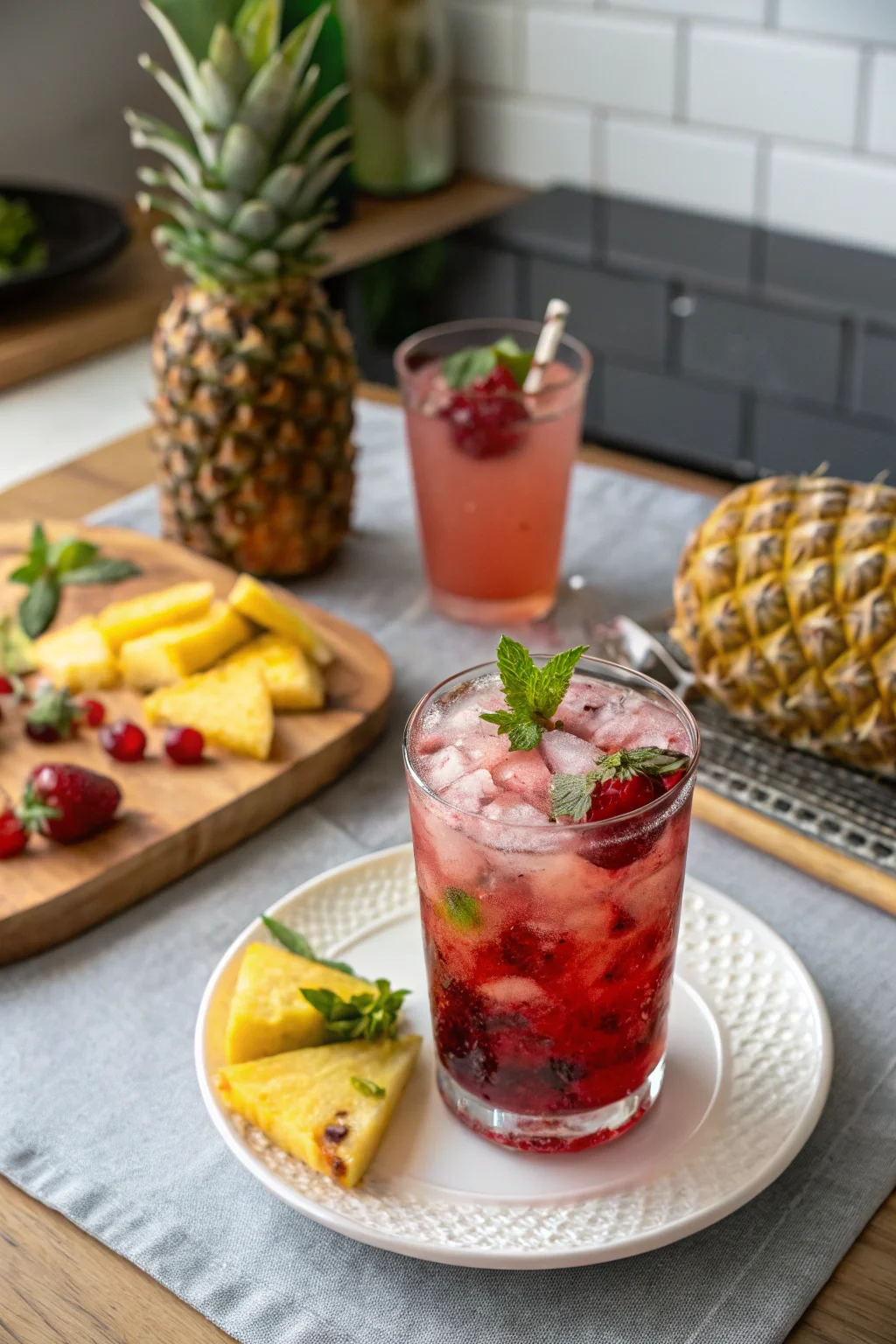 A delicious plate of Pineapple Hibiscus Mocktail