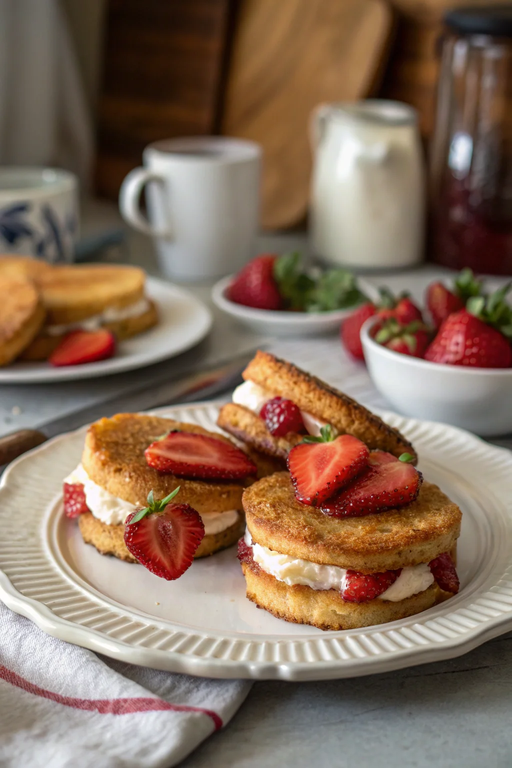A delicious plate of Fried Strawberry Cheesecake Sandwiches