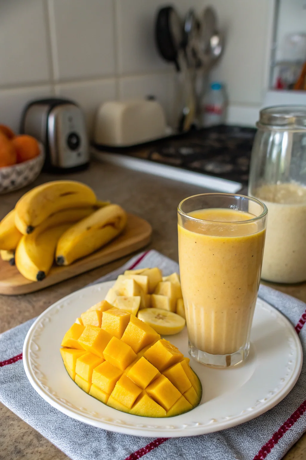 A delicious plate of Mango Banana Smoothie