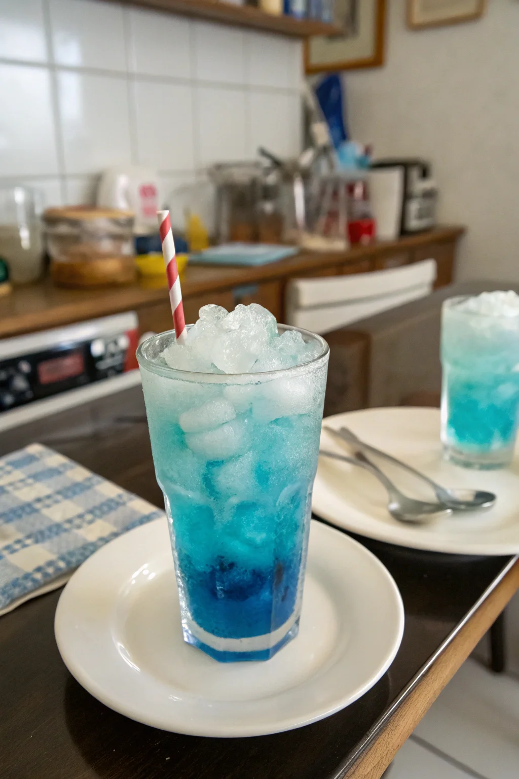 A delicious plate of Frozen Blue Lagoon Drink
