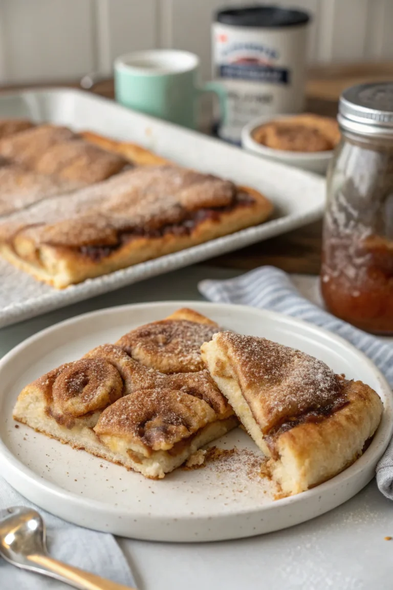 A delicious plate of Cinnamon-Sugar Pizza made with Crescent Rolls