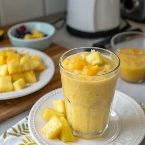 A delicious plate of Pineapple Mango Smoothie