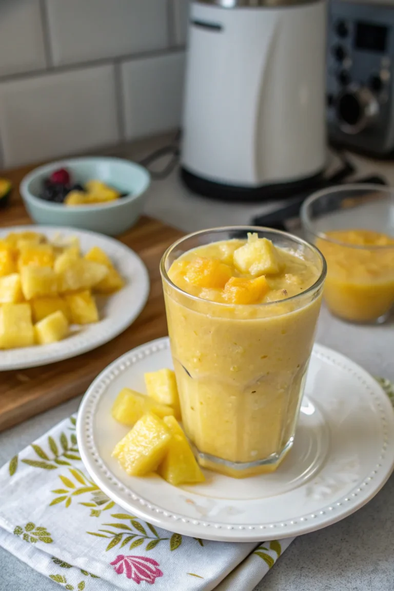 A delicious plate of Pineapple Mango Smoothie