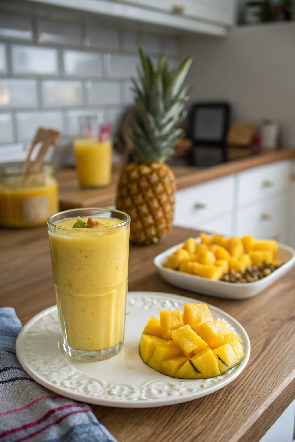 A delicious plate of Pineapple Mango Smoothie