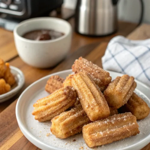 A delicious plate of Crispy Air Fryer Churro Bites