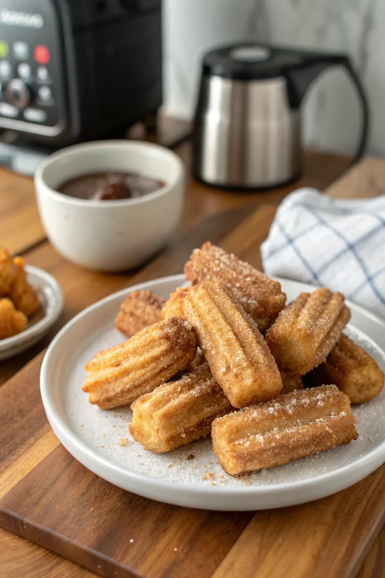 A delicious plate of Crispy Air Fryer Churro Bites