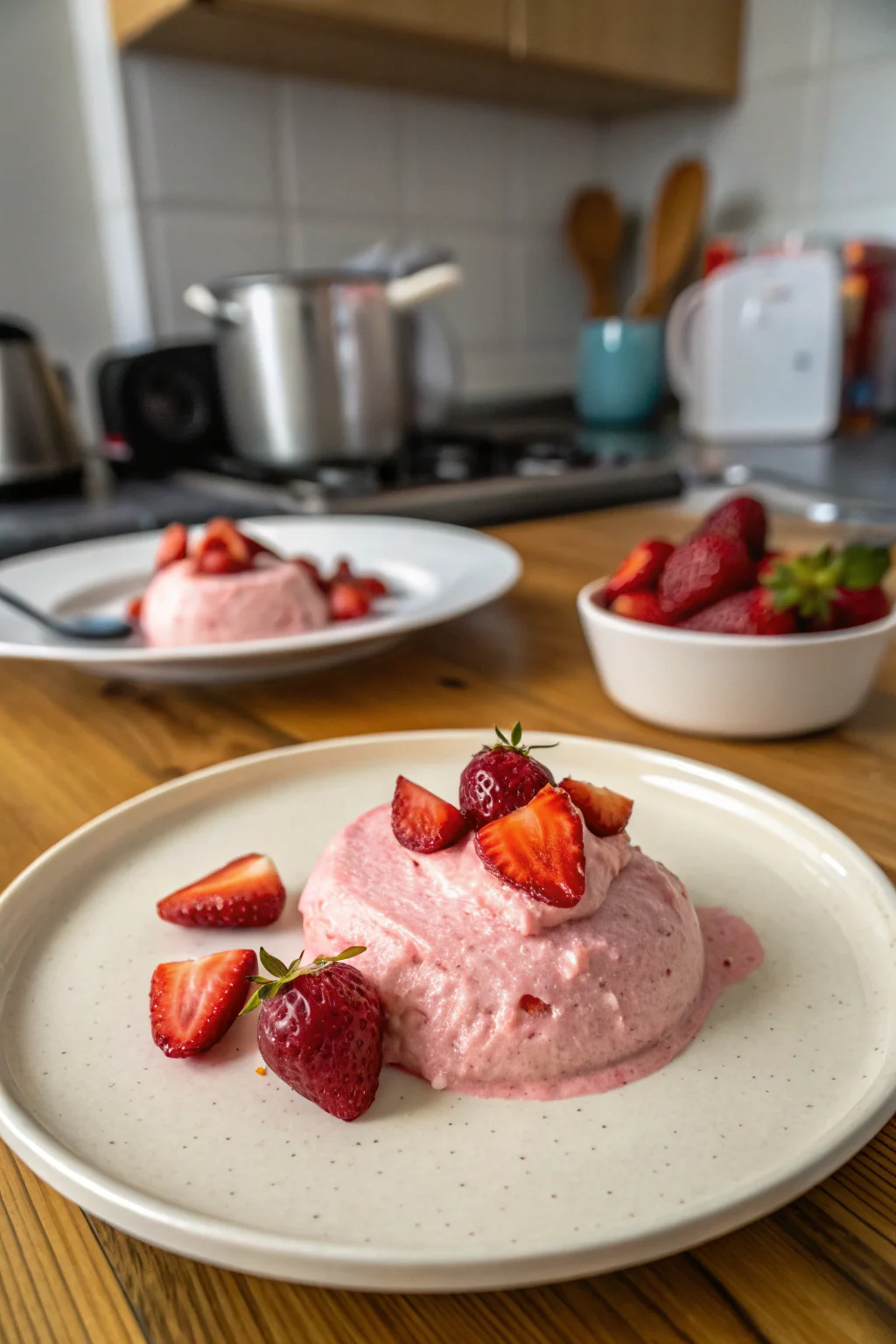 A delicious plate of Strawberry Mousse