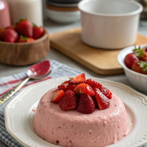 A delicious plate of Strawberry Mousse