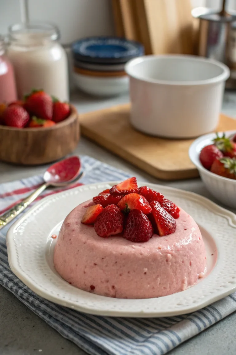 A delicious plate of Strawberry Mousse