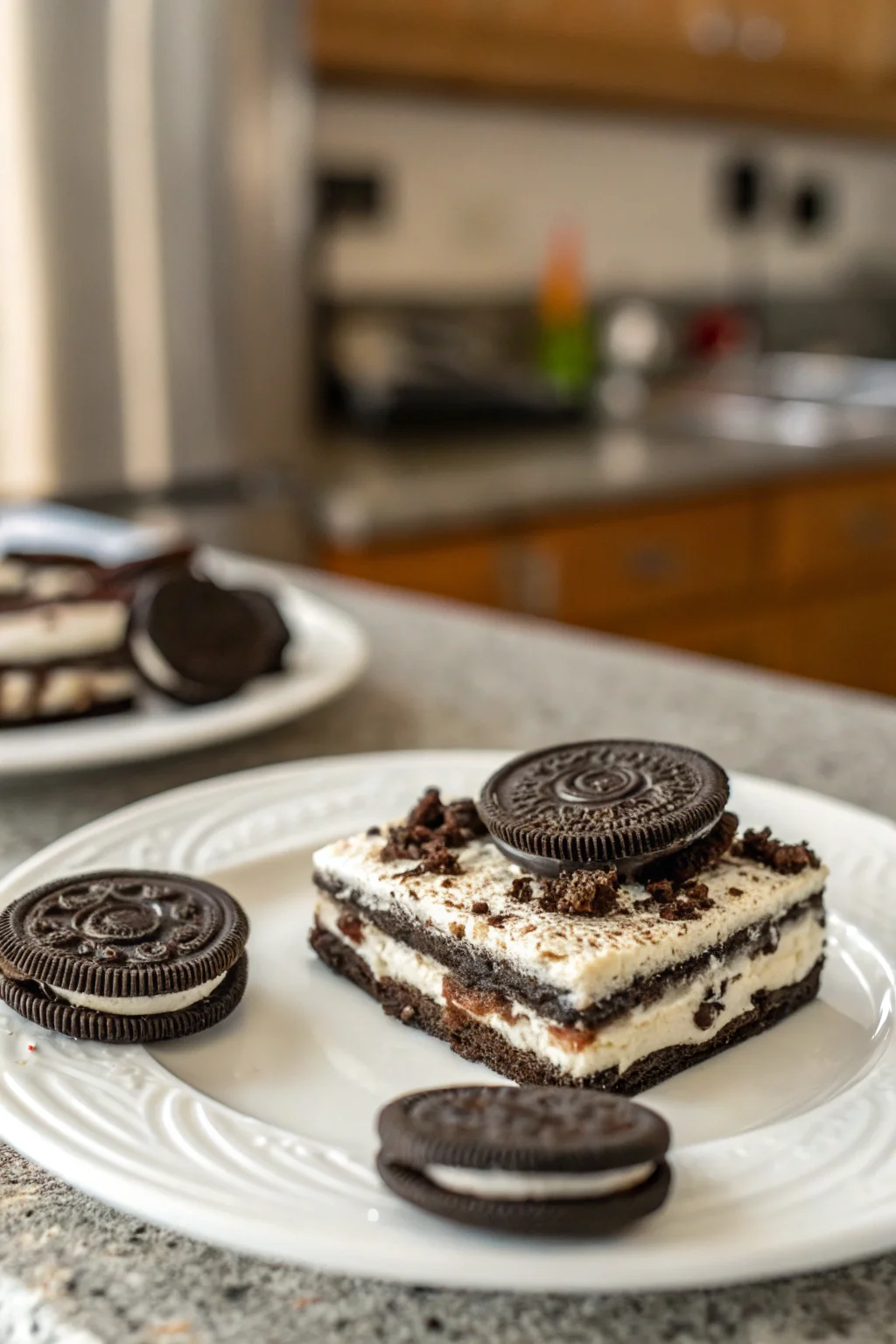 A delicious plate of Heavenly Oreo Dessert