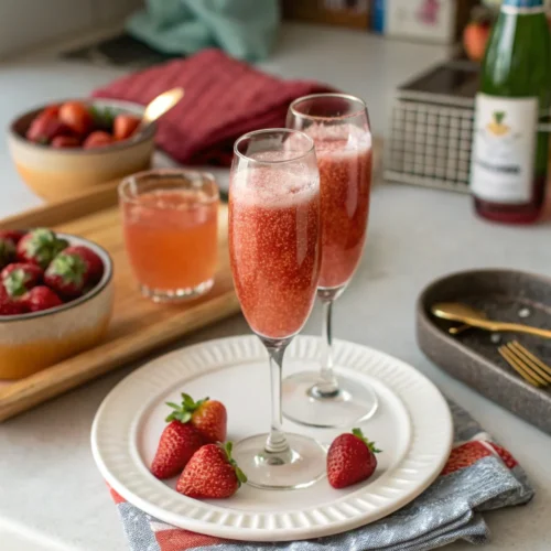 A delicious plate of Strawberry Mimosas