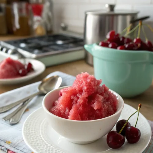 A delicious plate of Cherry Bourbon Slush